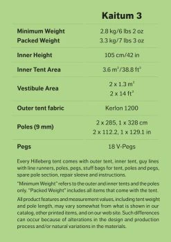 Hilleberg Kaitum 3 Person Tent -ALPS SHOP hilleberg kaitum3 factbox